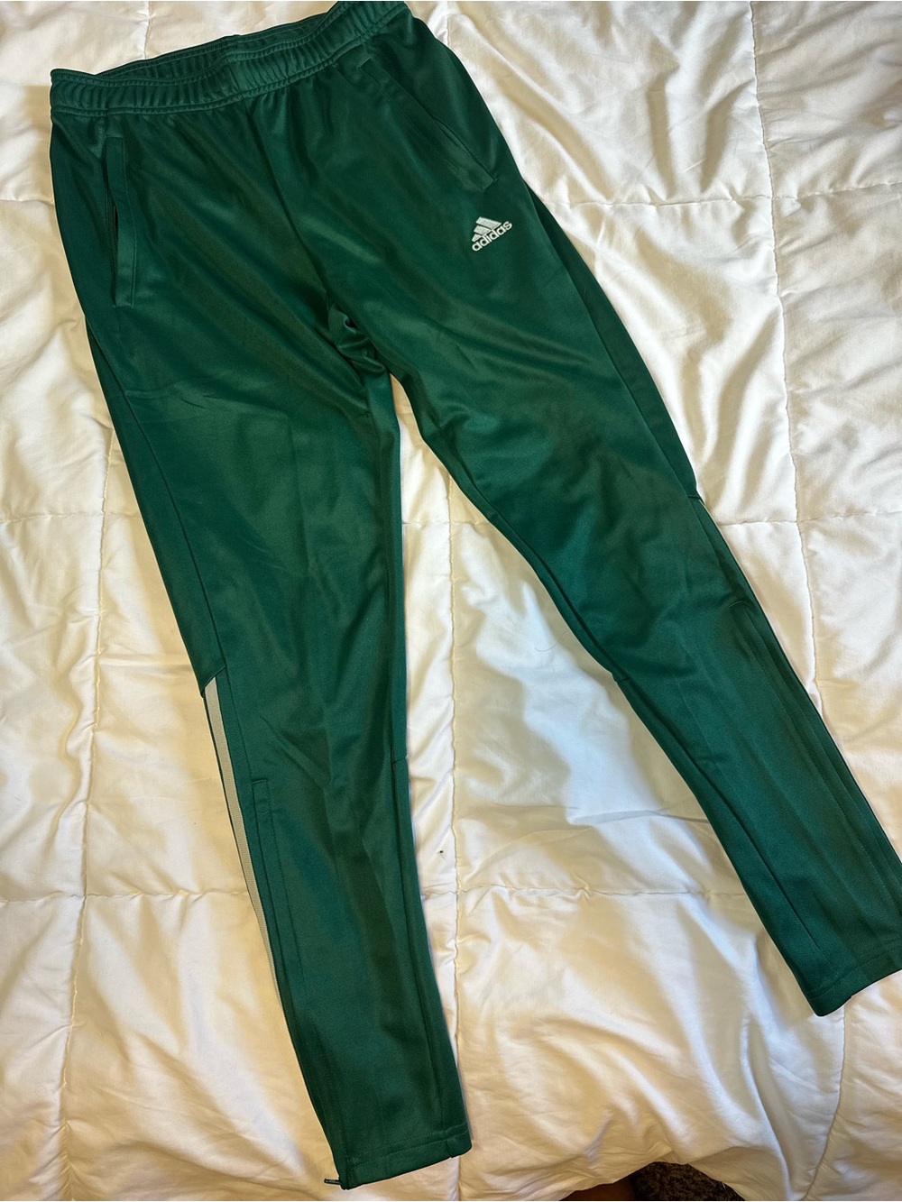 adidas Dark Green Women’s Track Pants with Zip Ankles